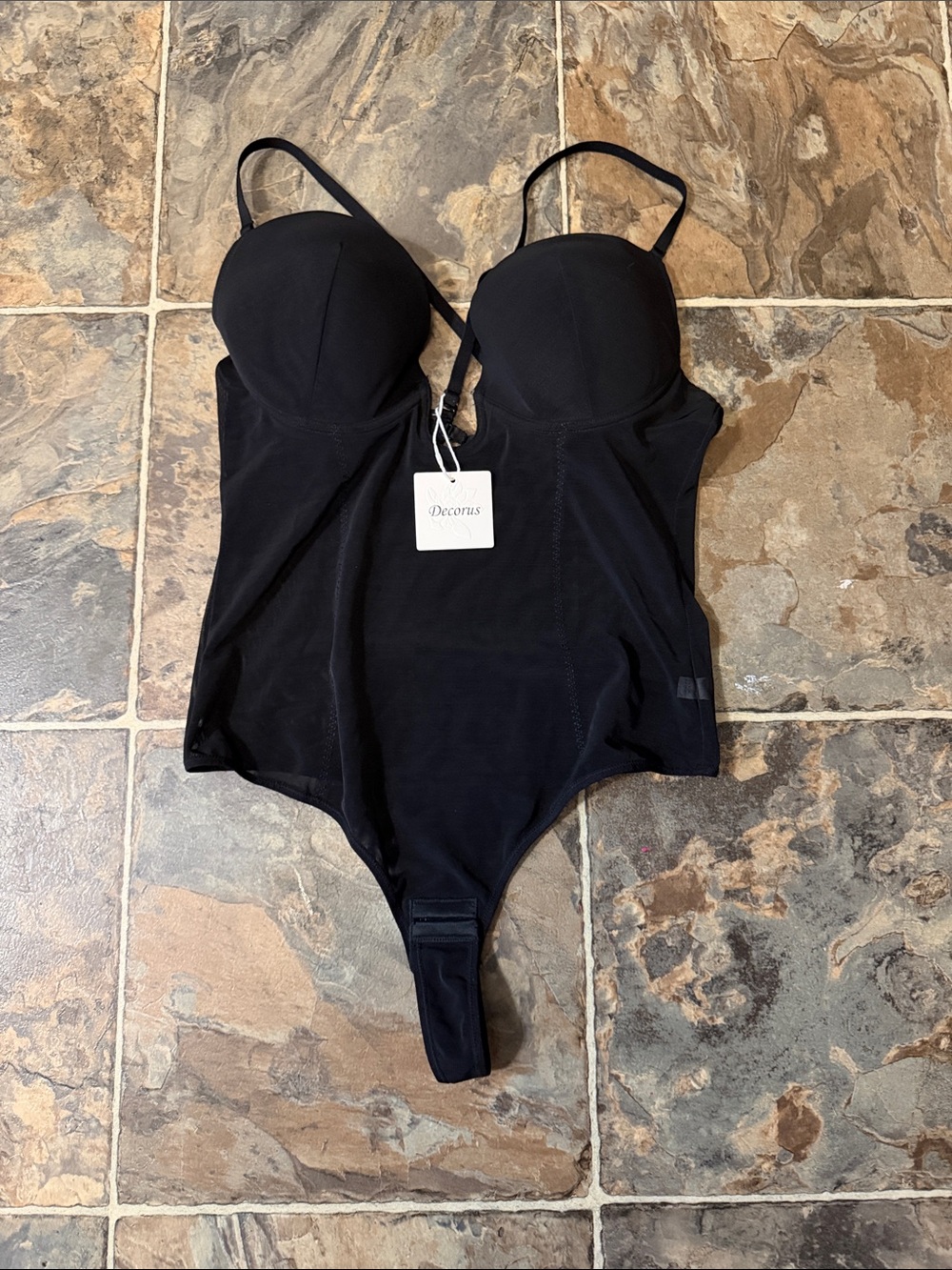 Black Shapewear Bodysuit with Built-In Bra